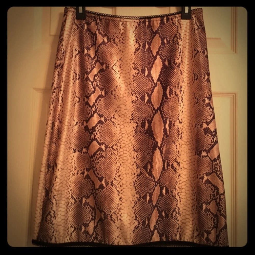 Susana Monaco Brown Tan Midi A-Line Skirt